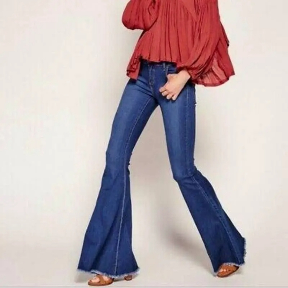 FREE PEOPLE Raw Hem Super Flare Bell Bottom Jeans 26